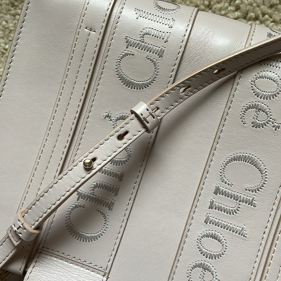 Chloé woody rare color pristine small leather tote crossbody in nomad beige - Picture 7 of 15